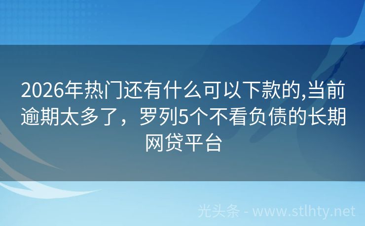 2026年热门还有什么可以下款的,当前逾期太多了，罗列5个不看负债的长期网贷平台