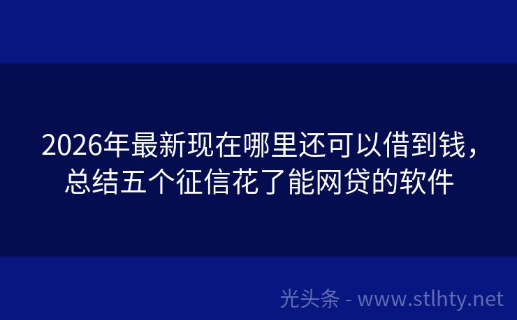 2026年最新现在哪里还可以借到钱，总结五个征信花了能网贷的软件
