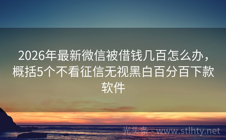 2026年最新微信被借钱几百怎么办，概括5个不看征信无视黑白百分百下款软件
