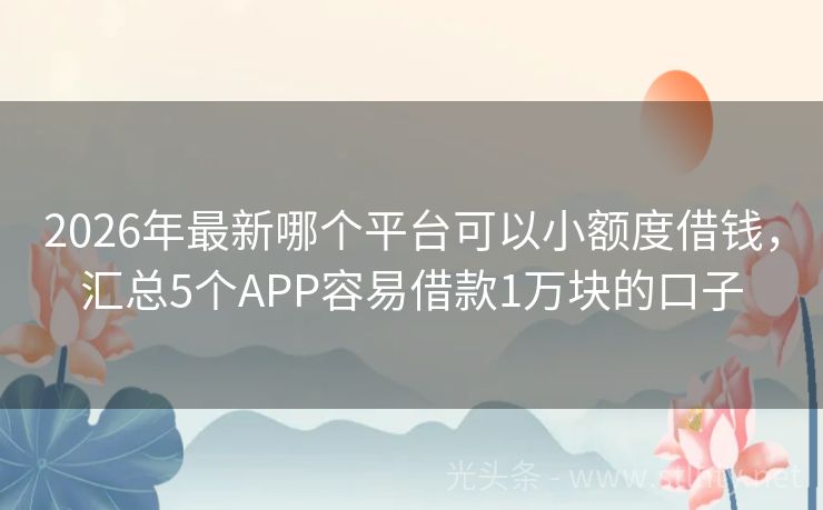 2026年最新哪个平台可以小额度借钱，汇总5个APP容易借款1万块的口子