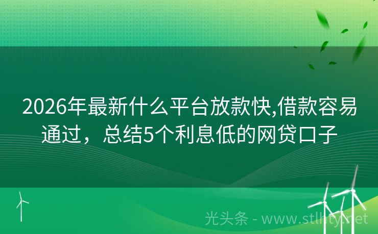 2026年最新什么平台放款快,借款容易通过，总结5个利息低的网贷口子