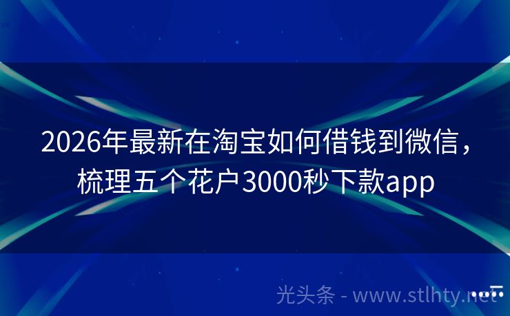 2026年最新在淘宝如何借钱到微信，梳理五个花户3000秒下款app