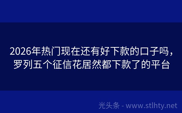 2026年热门现在还有好下款的口子吗，罗列五个征信花居然都下款了的平台
