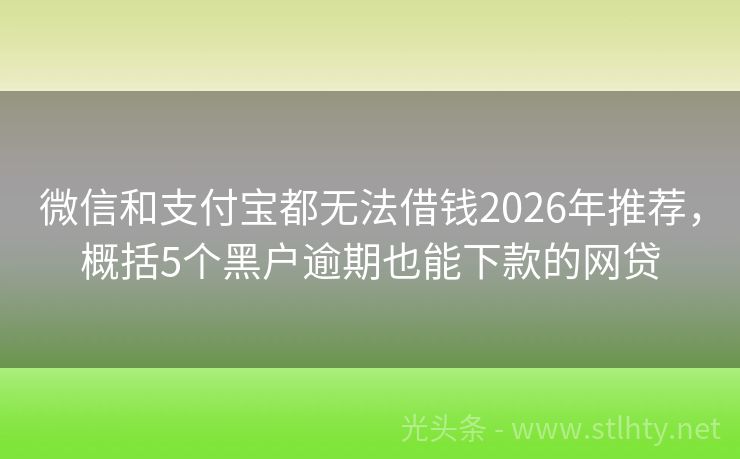 微信和支付宝都无法借钱2026年推荐，概括5个黑户逾期也能下款的网贷