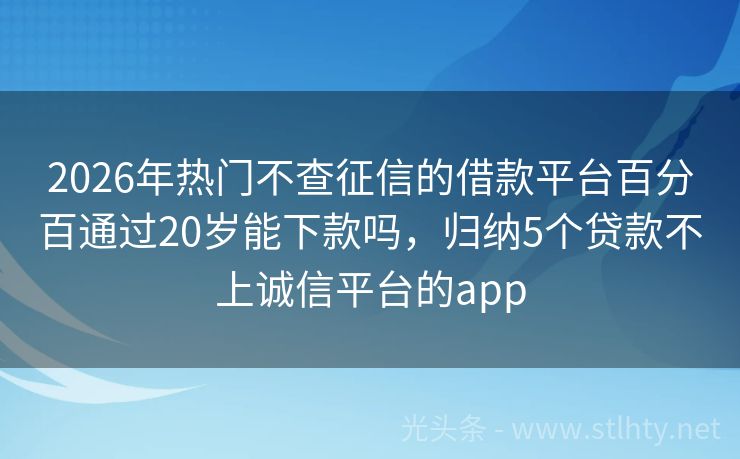 2026年热门不查征信的借款平台百分百通过20岁能下款吗，归纳5个贷款不上诚信平台的app
