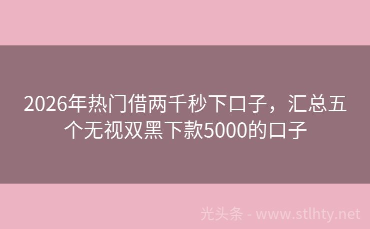 2026年热门借两千秒下口子，汇总五个无视双黑下款5000的口子