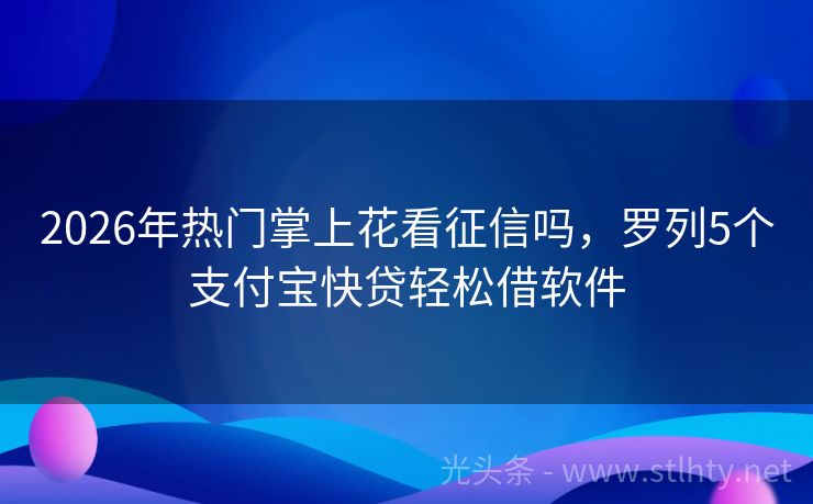 2026年热门掌上花看征信吗，罗列5个支付宝快贷轻松借软件