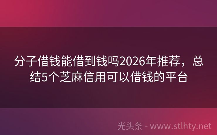 分子借钱能借到钱吗2026年推荐，总结5个芝麻信用可以借钱的平台