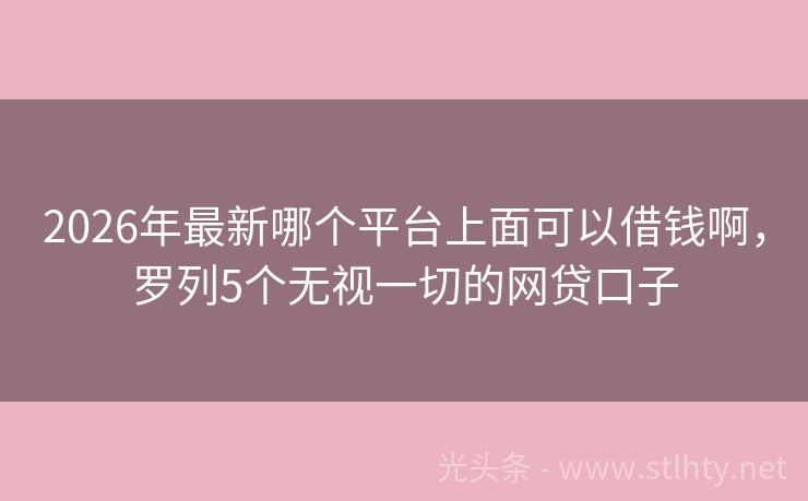 2026年最新哪个平台上面可以借钱啊，罗列5个无视一切的网贷口子