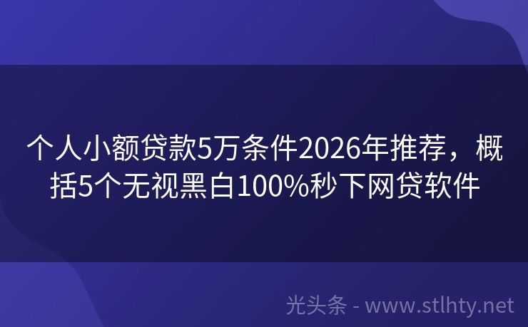 个人小额贷款5万条件2026年推荐，概括5个无视黑白100%秒下网贷软件