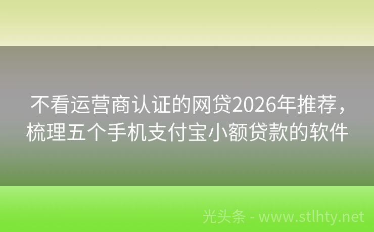 不看运营商认证的网贷2026年推荐，梳理五个手机支付宝小额贷款的软件