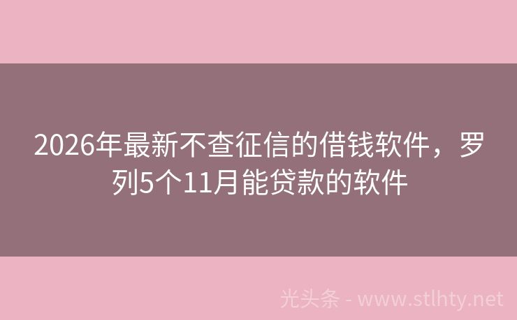2026年最新不查征信的借钱软件，罗列5个11月能贷款的软件