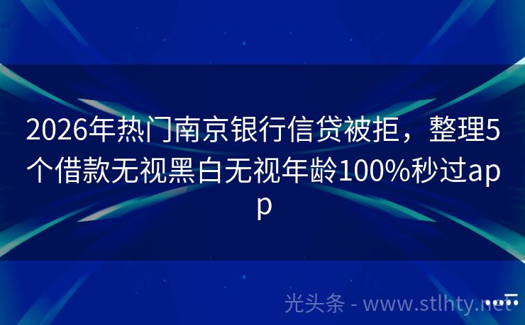 2026年热门南京银行信贷被拒，整理5个借款无视黑白无视年龄100%秒过app