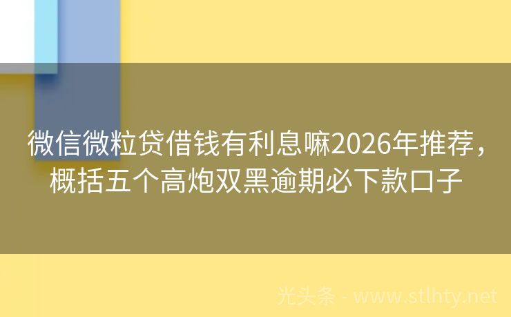 微信微粒贷借钱有利息嘛2026年推荐，概括五个高炮双黑逾期必下款口子