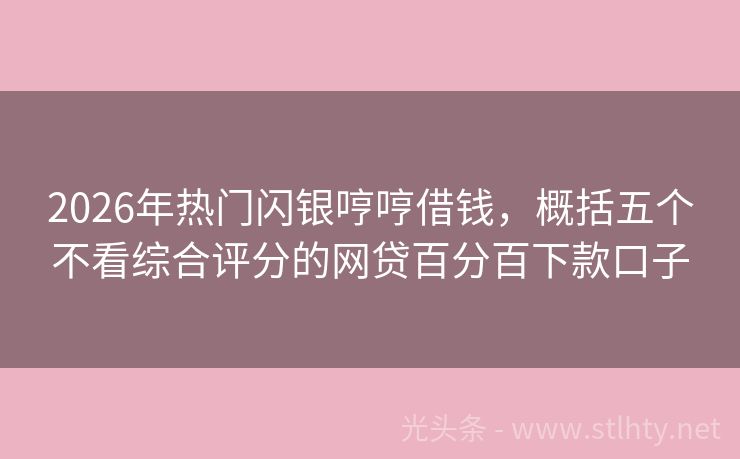 2026年热门闪银哼哼借钱，概括五个不看综合评分的网贷百分百下款口子