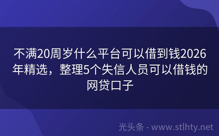 不满20周岁什么平台可以借到钱2026年精选，整理5个失信人员可以借钱的网贷口子