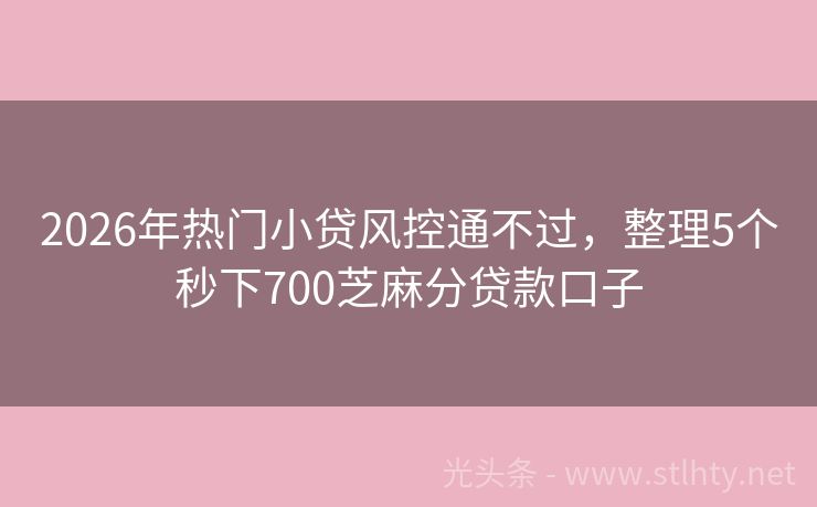 2026年热门小贷风控通不过，整理5个秒下700芝麻分贷款口子