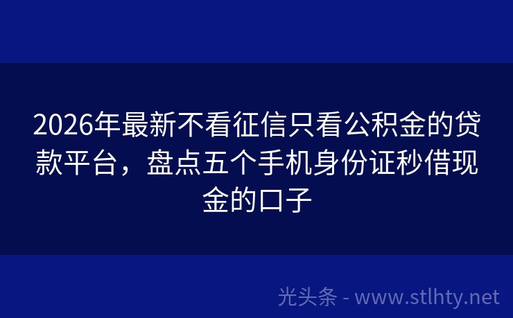 2026年最新不看征信只看公积金的贷款平台，盘点五个手机身份证秒借现金的口子