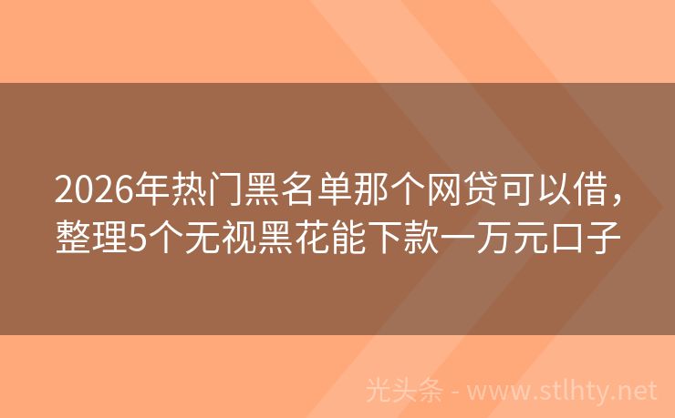 2026年热门黑名单那个网贷可以借，整理5个无视黑花能下款一万元口子