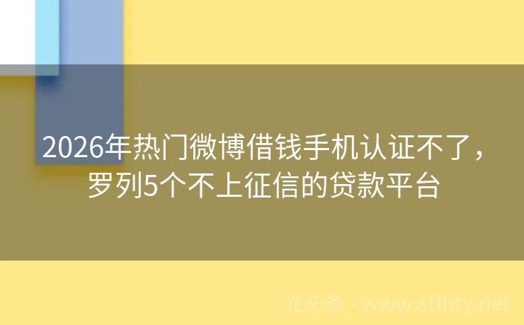 2026年热门微博借钱手机认证不了，罗列5个不上征信的贷款平台