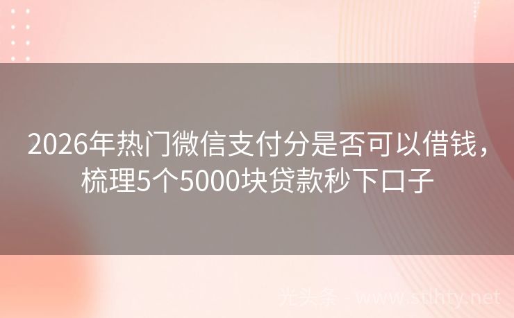 2026年热门微信支付分是否可以借钱，梳理5个5000块贷款秒下口子
