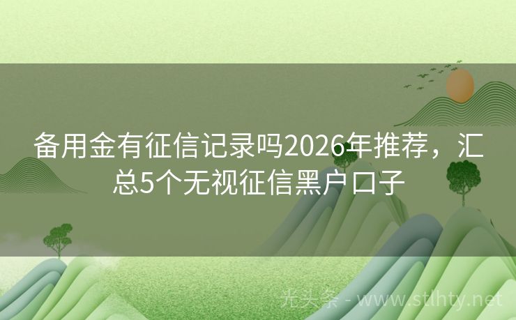 备用金有征信记录吗2026年推荐，汇总5个无视征信黑户口子