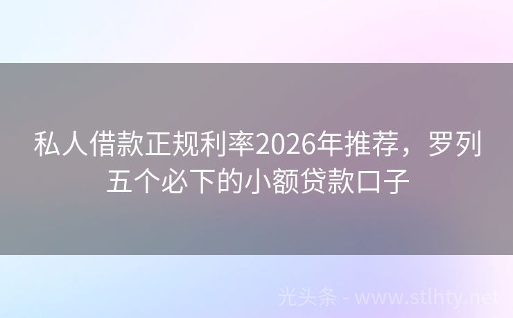 私人借款正规利率2026年推荐，罗列五个必下的小额贷款口子