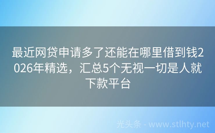 最近网贷申请多了还能在哪里借到钱2026年精选，汇总5个无视一切是人就下款平台