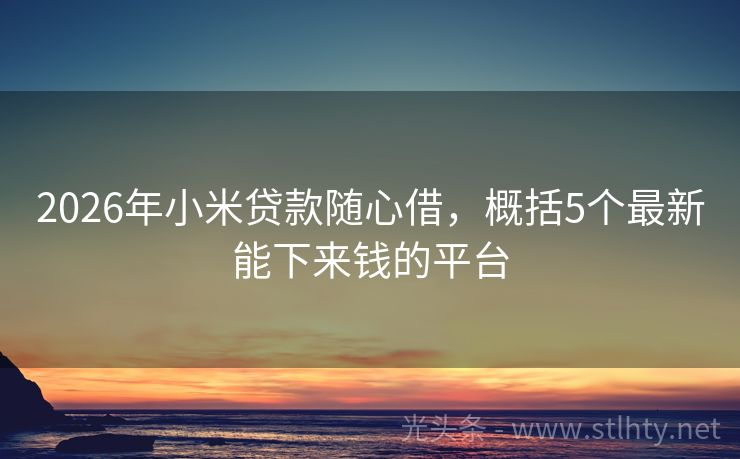 2026年小米贷款随心借，概括5个最新能下来钱的平台
