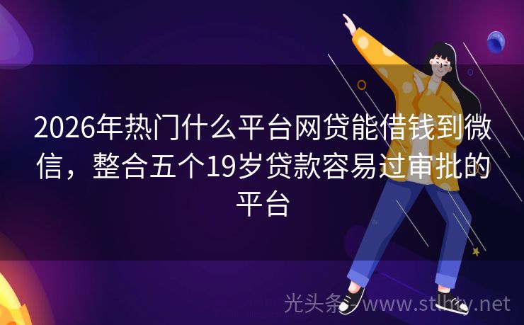 2026年热门什么平台网贷能借钱到微信，整合五个19岁贷款容易过审批的平台