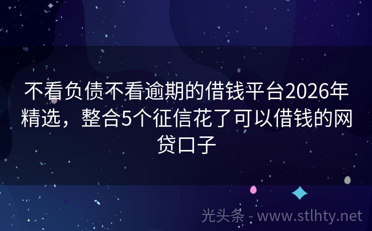 不看负债不看逾期的借钱平台2026年精选，整合5个征信花了可以借钱的网贷口子