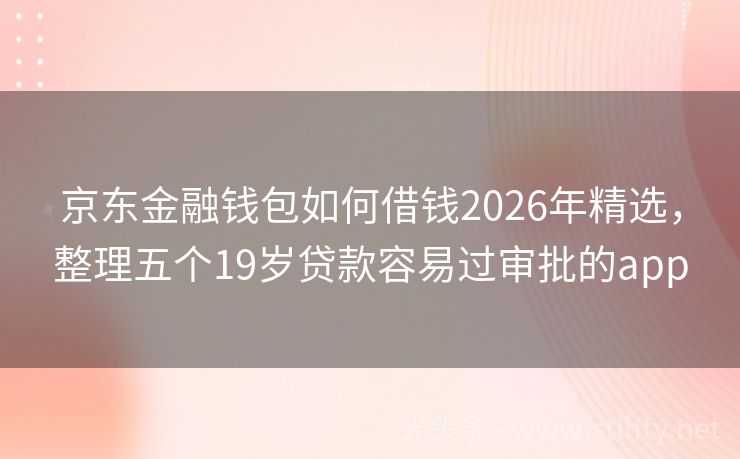 京东金融钱包如何借钱2026年精选，整理五个19岁贷款容易过审批的app