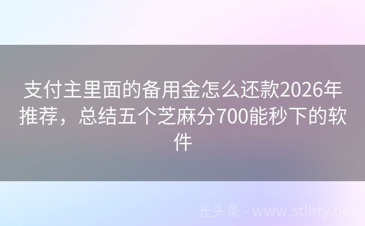 支付主里面的备用金怎么还款2026年推荐，总结五个芝麻分700能秒下的软件