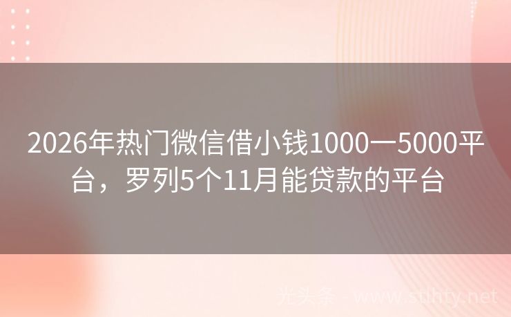 2026年热门微信借小钱1000一5000平台，罗列5个11月能贷款的平台