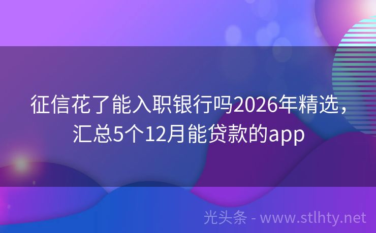 征信花了能入职银行吗2026年精选，汇总5个12月能贷款的app