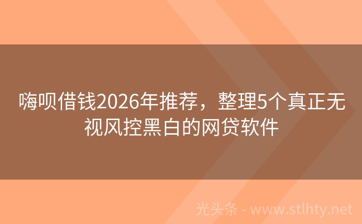 嗨呗借钱2026年推荐，整理5个真正无视风控黑白的网贷软件
