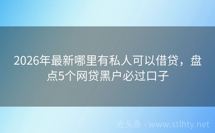 2026年最新哪里有私人可以借贷，盘点5个网贷黑户必过口子