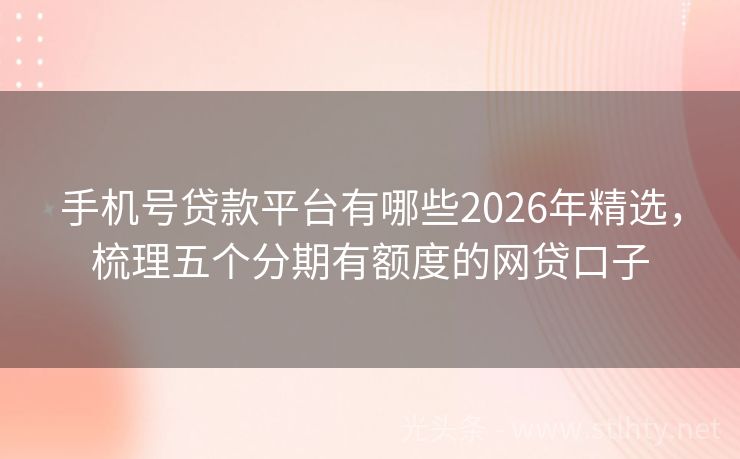 手机号贷款平台有哪些2026年精选，梳理五个分期有额度的网贷口子