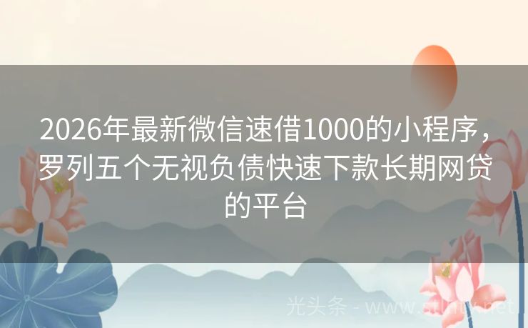 2026年最新微信速借1000的小程序，罗列五个无视负债快速下款长期网贷的平台