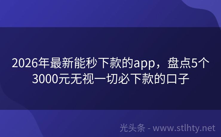 2026年最新能秒下款的app，盘点5个3000元无视一切必下款的口子