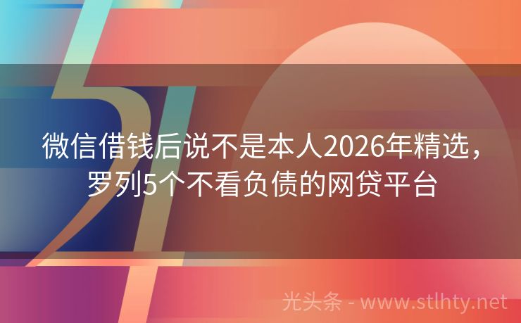 微信借钱后说不是本人2026年精选，罗列5个不看负债的网贷平台