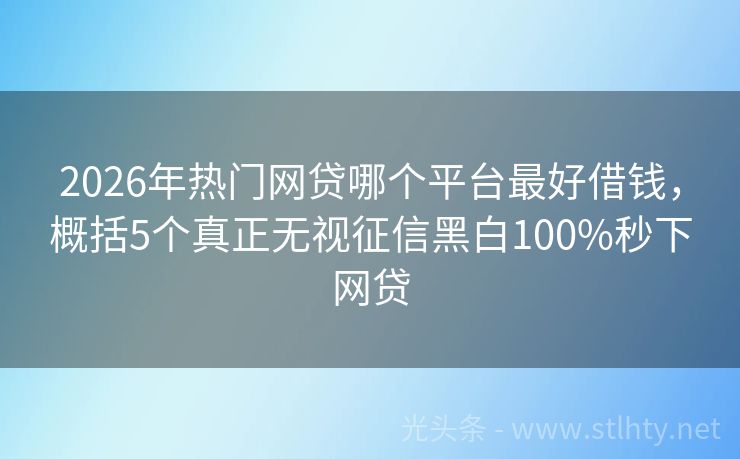 2026年热门网贷哪个平台最好借钱，概括5个真正无视征信黑白100%秒下网贷
