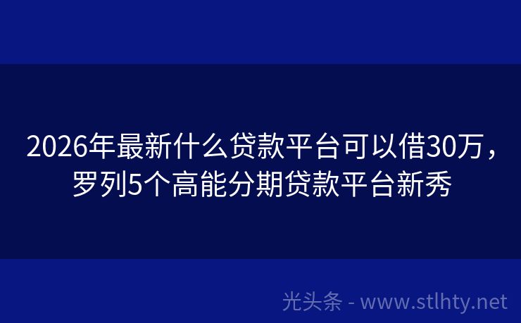 2026年最新什么贷款平台可以借30万，罗列5个高能分期贷款平台新秀