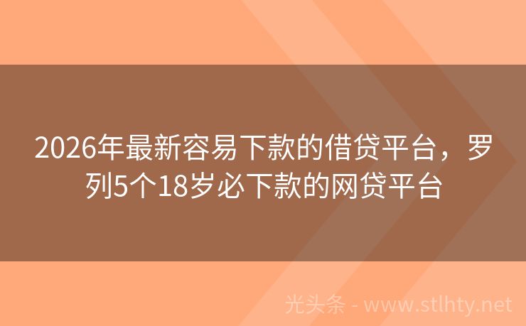 2026年最新容易下款的借贷平台，罗列5个18岁必下款的网贷平台