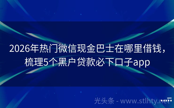 2026年热门微信现金巴士在哪里借钱，梳理5个黑户贷款必下口子app