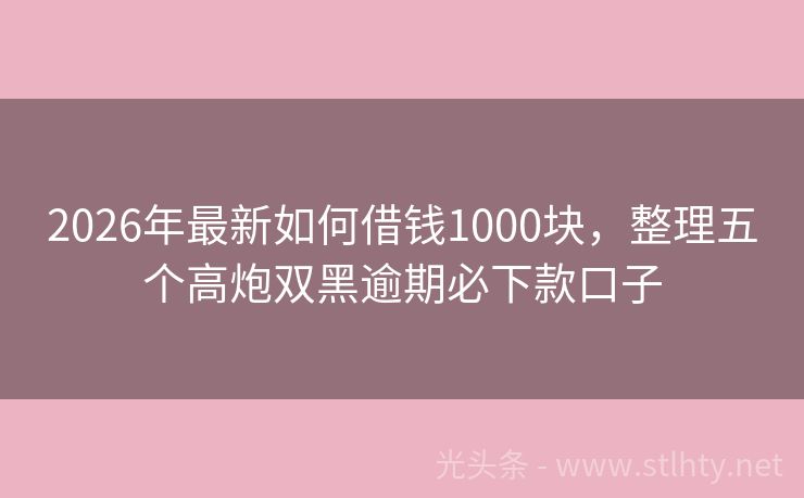 2026年最新如何借钱1000块，整理五个高炮双黑逾期必下款口子