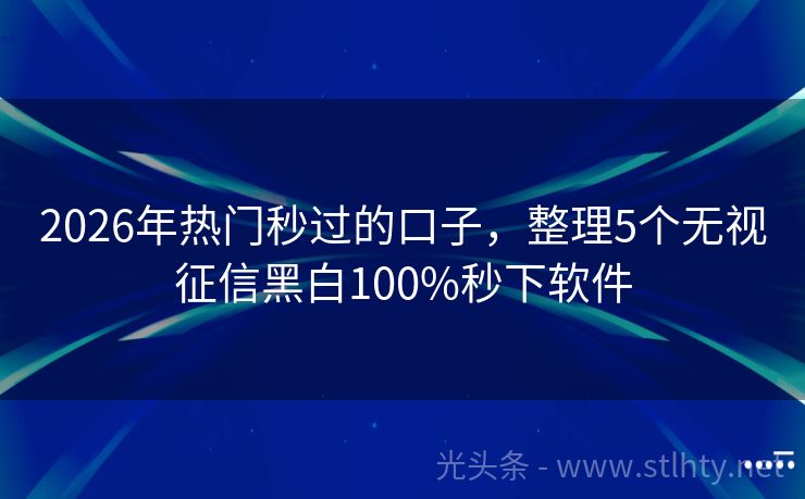 2026年热门秒过的口子，整理5个无视征信黑白100%秒下软件