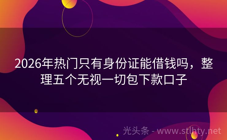 2026年热门只有身份证能借钱吗，整理五个无视一切包下款口子