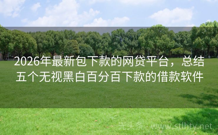 2026年最新包下款的网贷平台，总结五个无视黑白百分百下款的借款软件
