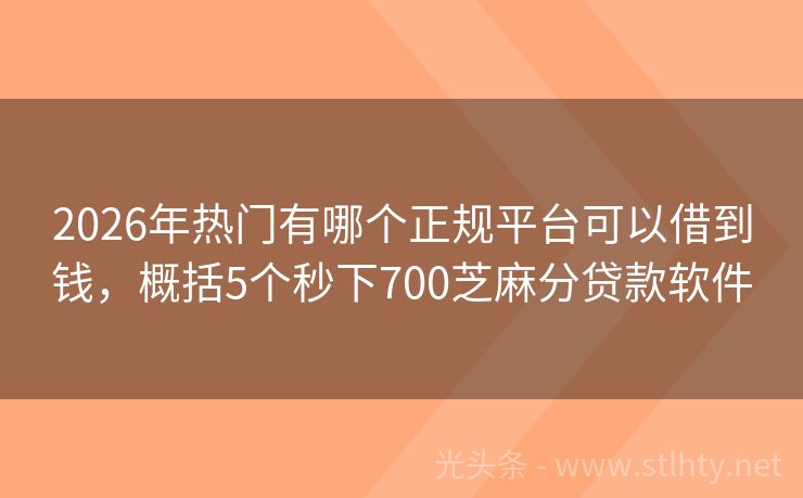 2026年热门有哪个正规平台可以借到钱，概括5个秒下700芝麻分贷款软件